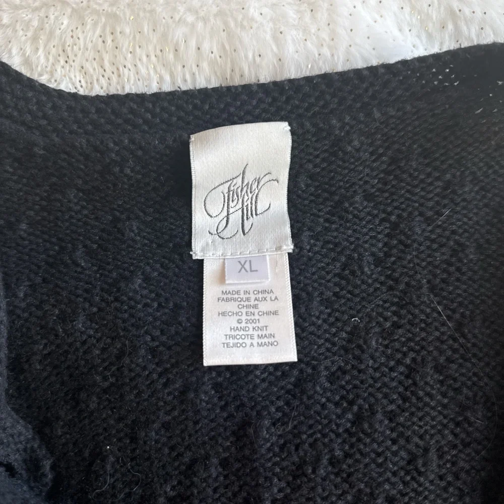 Eileen Fisher Black Cardigan with Pink Floral Design - Picture 5 of 7
